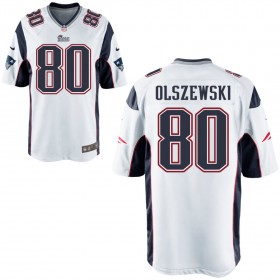 Nike Men's New England Patriots Game White Jersey OLSZEWSKI#80
