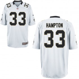 Nike Men's New Orleans Saints Game White Jersey HAMPTON#33