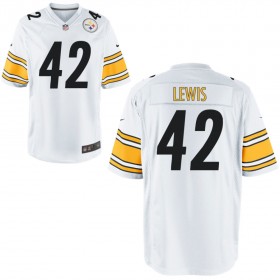 Nike Men's Pittsburgh Steelers Game White Jersey LEWIS#42