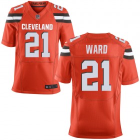 Men's Cleveland Browns Nike Orange Alternate Elite Jersey WARD#21